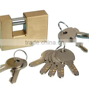 Case Hardened Shackle Resists Sawing and Filing Rectangular Brass Padlock thumbnail-1