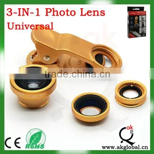 Cell Phone Camera Lens 3 in 1 Wide Angle Marco Fisheye Lens thumbnail-1