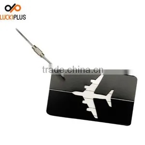 Luckiplus Colorful Aluminum Air Plane Pattern Luggage Tag ID Tag Name Card Holder Black thumbnail-1