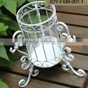 Glass Vase With Metal Stand Flower Vase thumbnail-2