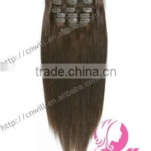 Natural Brown Indian Clip in Hair Extensions100% Indian Virgin Hair Human Remy Hair Clip In Hair Extensions For Black Women thumbnail-1