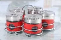 5Pcs Red Stainless Steel Cruet Rack Set thumbnail-1