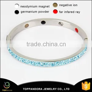 China Wholesale Handmade Adjustable Wire Bracelet Colorful Crystal Stainless Steel Expandable Bangle thumbnail-1