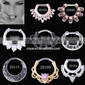 Chose You Styles Gold Plated Cubic Zirconia Septum Clicker Nose Ring thumbnail-1