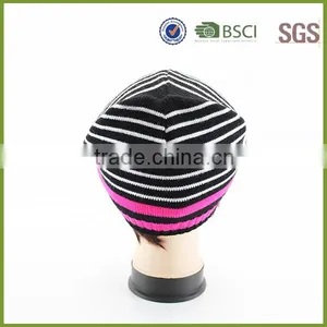 Knitting Pattern Hat Crochet Striped Knitted Beanie /beanie Hat With String thumbnail-4