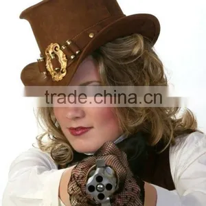BULL-HIDE LEATHER STEAM PUNK TOP HATS FOR WOMEN thumbnail-3