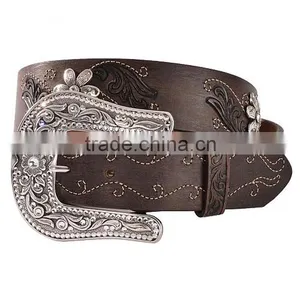 Cowgirl Western Bling Bedecked Removeable Belt Buckle Silver-tone Conchos Belt thumbnail-1