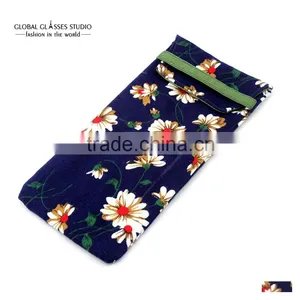 New Hot Selling Soft Cloth Bag Sunglasses Glasses Pouches Blue Yellow Flower Reading Glass Bag & Small Sunglass Pouches BDH05D thumbnail-1