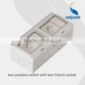 Surface Mount Waterproof Switcher And Socket 2 Gang Switch With Double Control(SP-2FRS) thumbnail-4