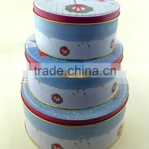 Round Christmas Nesting Tin Boxes Set for Cookies/cupcake thumbnail-1