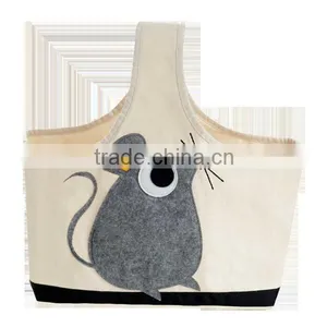 Best Seller Textile Organizer Cotton Canvas Storage Caddy With Felt Embroidery thumbnail-1