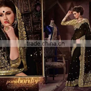 Blue Georgette On Net Designer Lehenga Saree thumbnail-4
