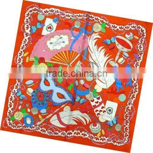 Laday's Fashion Print Customer Brand Silk Scarf thumbnail-1