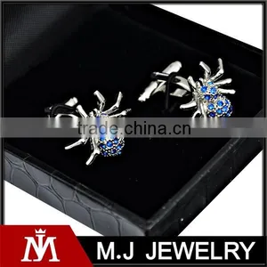 Luxury Design Blue Crystal Spider Cufflinks Stainless Steel thumbnail-1