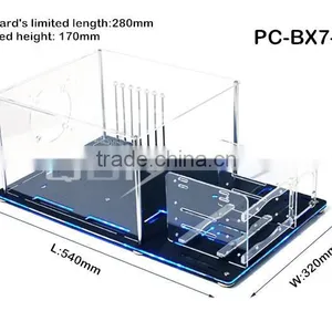 PC-BX7-BZ Deluxe ATX HTPC Half Mask Lid PC Acrylic Clear Computer Case thumbnail-2