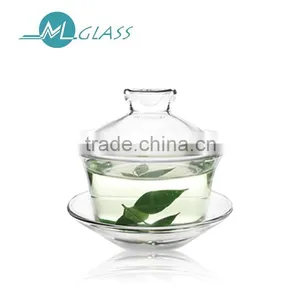 Wholesale 200ml Clear Small Glass Tea Cup High Borosilicate Glass Cup With Lid and Plate GW189 thumbnail-1