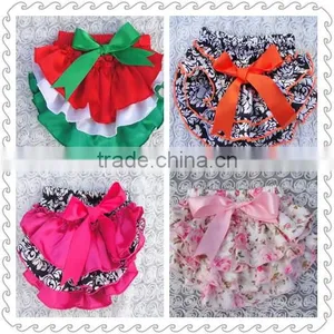 High Quality Cheap Baby Girls Stain Bloomer , Wholesale Various Style Infant Ruffle Bloomer With Bow Design thumbnail-1