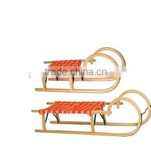 Horn Wood Snow Sled With Woven Seat thumbnail-1