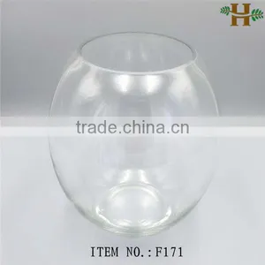 Handblown Clear Round Bowl Glass Vases for Flower Arrangements thumbnail-1