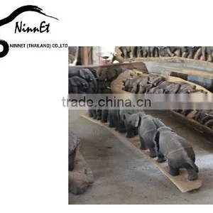 Wood Carved Elephant From Thailand thumbnail-1