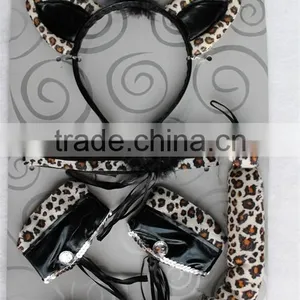 Party Catwoman Cosplay Sexy Cat Ear Headband Cuffs Collar Tail Set thumbnail-2