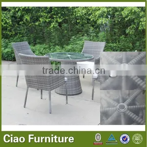 Rattan Outdoor Furniture Grey Rattan Cafe Round Table and Chair thumbnail-5