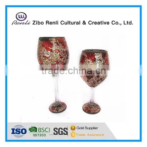 Mosaic Glass Goblet Votive Candle Holders thumbnail-1