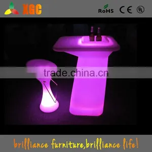 Cheap Plastic Round Tables for Sale/Colorful Light LED Plastic Furniture Bar Table thumbnail-3