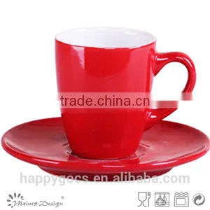 3oz Solid Shining Color Glazed Coffee Cup and Saucer thumbnail-1