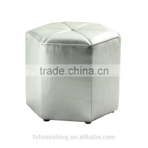 JR-01 Modern Contemporary White Color Genuine Leather Crystal Tufted Leisure Neoclassic Stools Ottoman Chair thumbnail-1