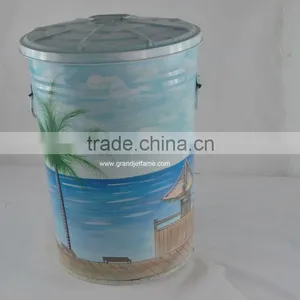 Indooor Decoratin Big Colorful Metal Garbage Bin thumbnail-1