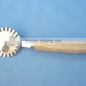 Stainless Steel Pizza Cutter With Wooden Handle thumbnail-1