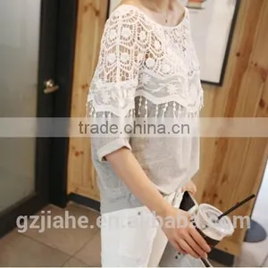 Plus Size 2015 Summer Casual Blusas Women Fashion Clothing Black Gray Girls Lace Blouses Dress Woman Roupas Shirts thumbnail-3
