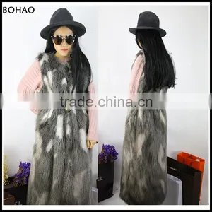 Women's Splicing Color New Autumn Winter Long Pattern Fake Fur Gilet thumbnail-6