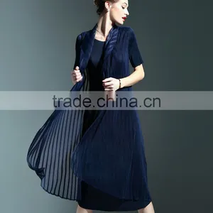 Wholesale England Style Chiffon Spliced Wrinkled Midi Dress for Lady thumbnail-5