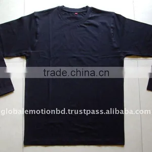 Mens Super Quality Long Sleeve Basic Cotton T-shirt thumbnail-1