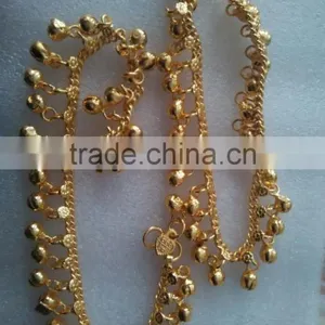 Gold TONE BELLS Payal ANKLETS Feet Bracelet PAIR thumbnail-1
