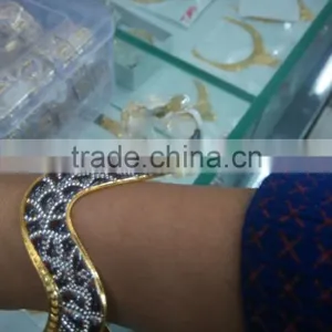 Snake Design Hand Carved 3 Tone Gold Plated BRACELET BANGLE thumbnail-2