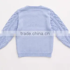 New Design Crew Neck Buttoned Children Cable Knit Sweater thumbnail-3