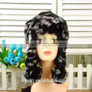 New Hot Faux Fox Fur Knitted Beanies Cap Winter Hats For Women Cute Fashion thumbnail-3