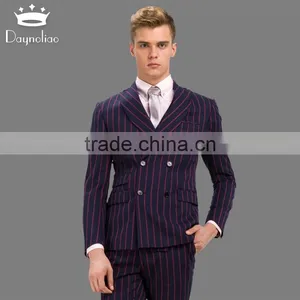 Daynoliao 2016 Double Breasted Vertical Stripe T/R Material Hot Sale Offical Men's Suits thumbnail-1