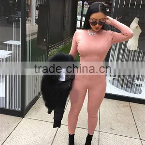 Runwaylover 074 New Style 2017 Ladies Fashion Two Piece Suits , Women Suede Crop Top And Tight Pants thumbnail-5