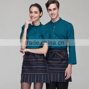 Juqian Wholesale Cheap 3/4-sleeve Quality Green Waitress Uniform Pattern Sets thumbnail-1