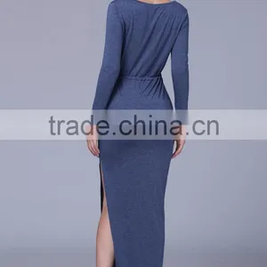 Fashion Split Skirt Hem Long Sleeve Military Wind Knitwear Women Dress 2017 thumbnail-5