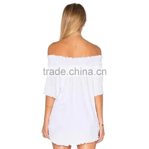 Ladies Fashionable White Ruffled Blouse in White Color thumbnail-3