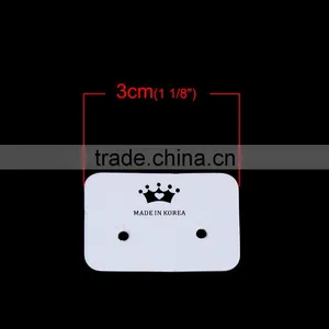 Paper Jewelry Display Card Rectangle White Crown Pattern 30mm(1 1/8") x 20mm( 6/8"), 1 Piece thumbnail-2