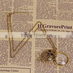 Tone Antique Gold Round Halloween Owl 5X Magnifying Glass Necklace thumbnail-3