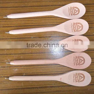 Customise Promotional and Advertising Wooden Logo Spoon Shaped Ball Pen thumbnail-3
