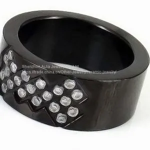 Black Stainless Steel Diamond Rings 8mm For Anniversary thumbnail-3