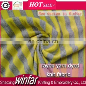 Winfar 100% Rayon Yarn Dye Jersey Stripe Jersey Knit Fabric Wholesale Single Jersey Knit Fabric thumbnail-1